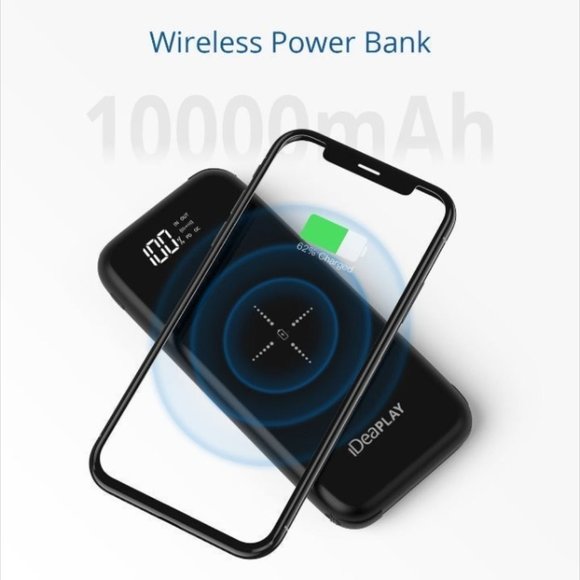 iDeaPLAY Q100P 10000mAh Rose Gold Power Bank Qi Wireless Charging USB-C Lightnin - Picture 2 of 4